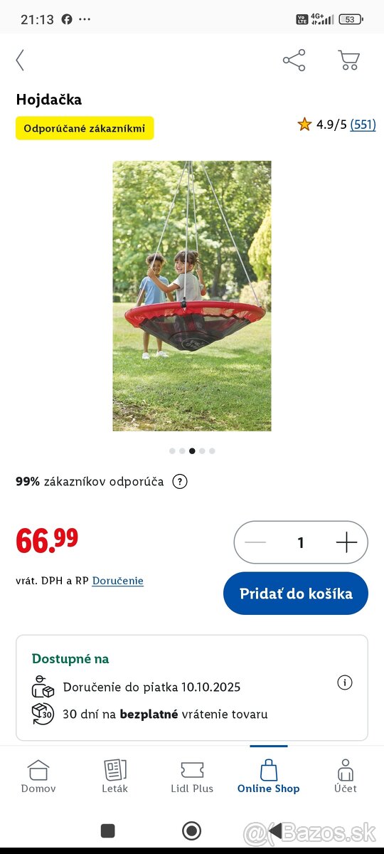 Detská hojdačka kruh PLAYTIVE 110cm - 4