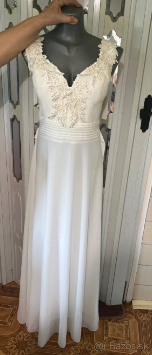 svadobné šaty S/M - farba Ivory - 4