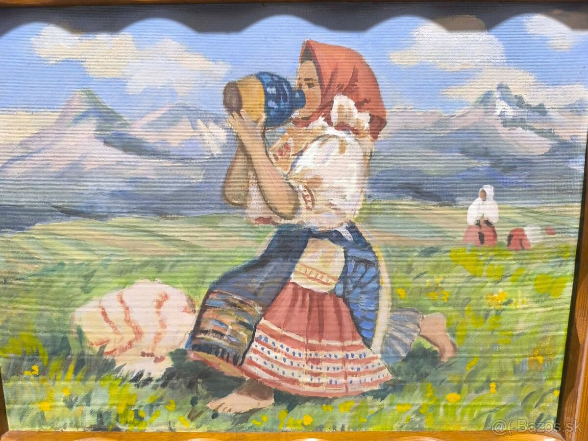 Olejomaľba - dievča pod Tatrami - 4