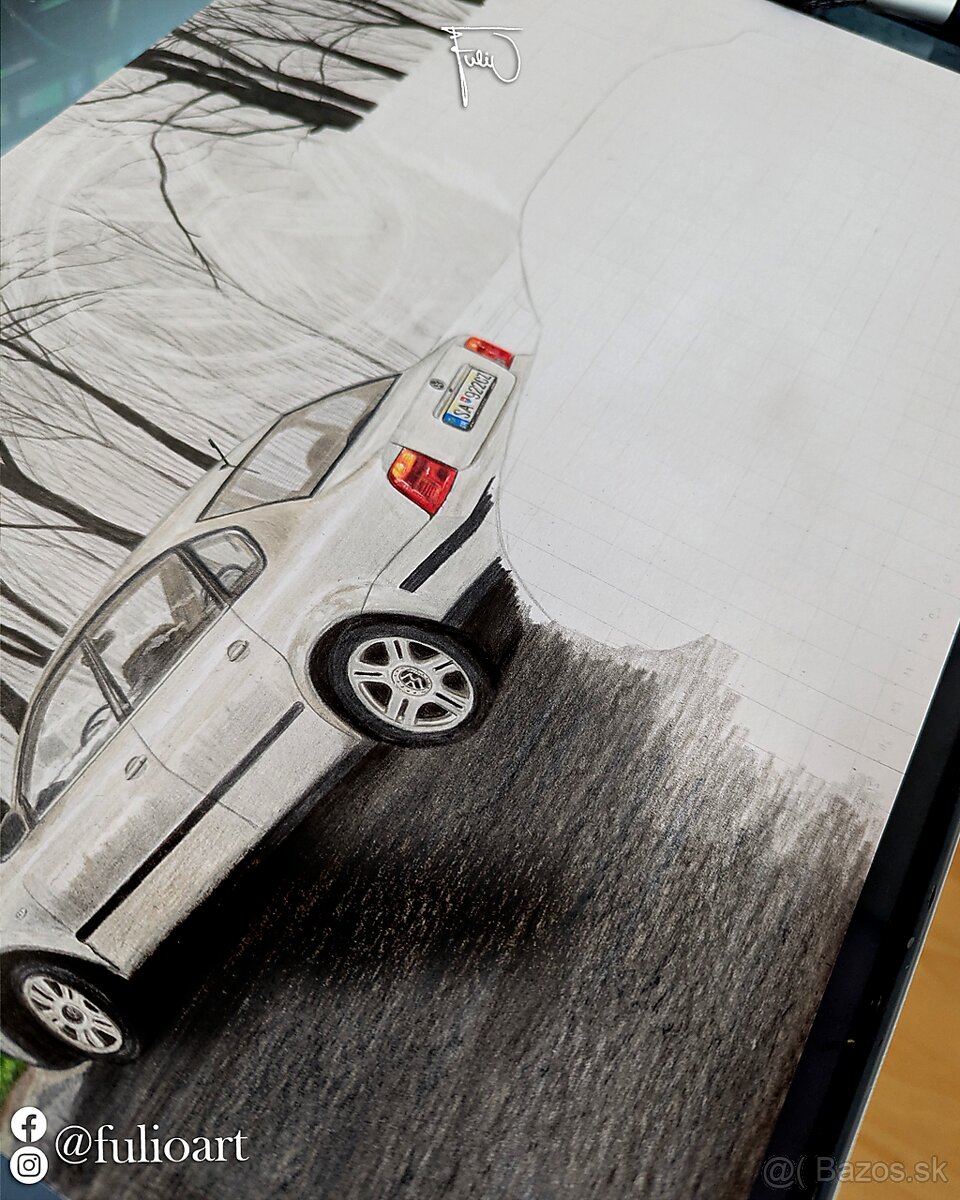 Originálna ručne kreslená ilustrácia auta - 4