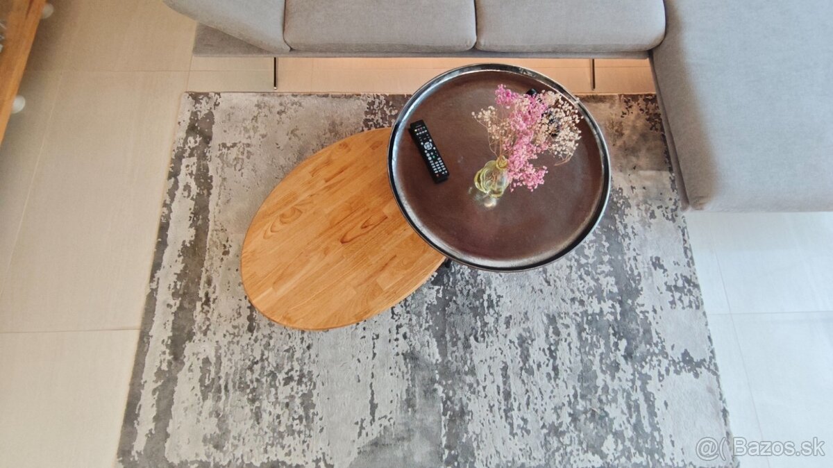 konferenčný stolík elipsa masív drevený škárovka - 4