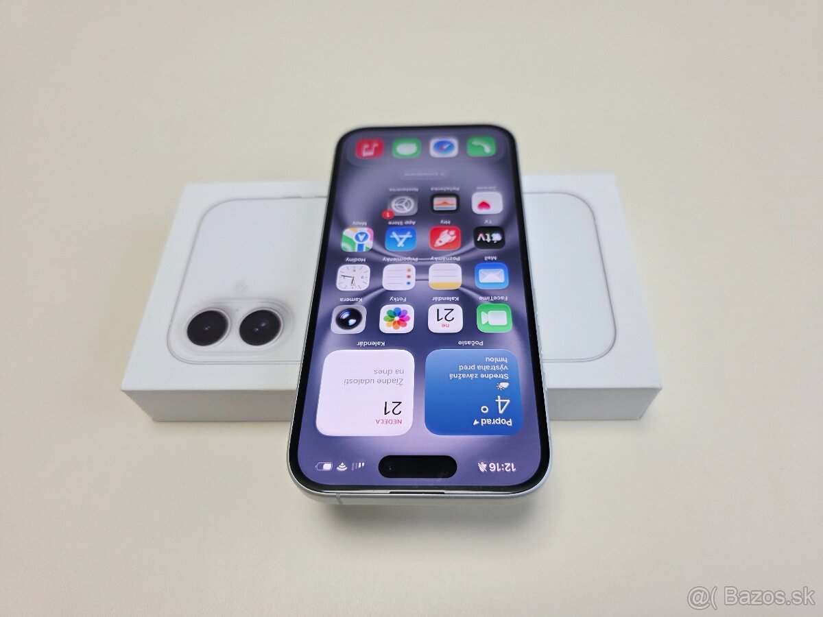 APPLE IPHONE 16 128GB WHITE TOP STAV BATERKA 100% - 4