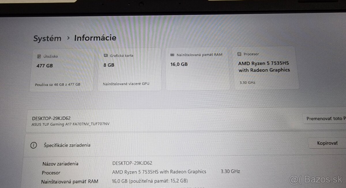 Herný Asus TUF Gaming A17 RTX 4060 - 4