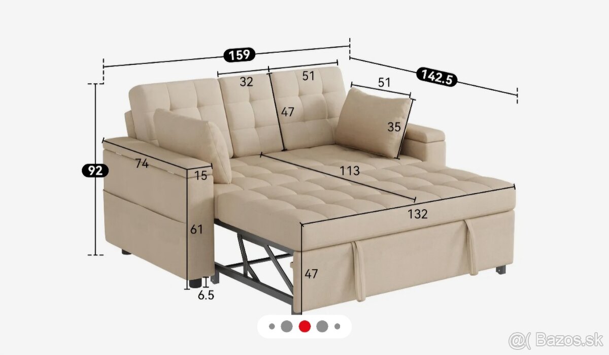 Merax 2-miestna rozkladacia pohovka gauc - 4