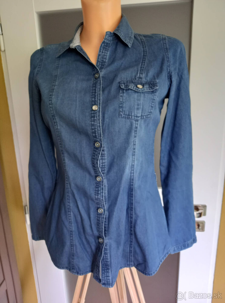 Dámska modrá rifľová blúzka - 4