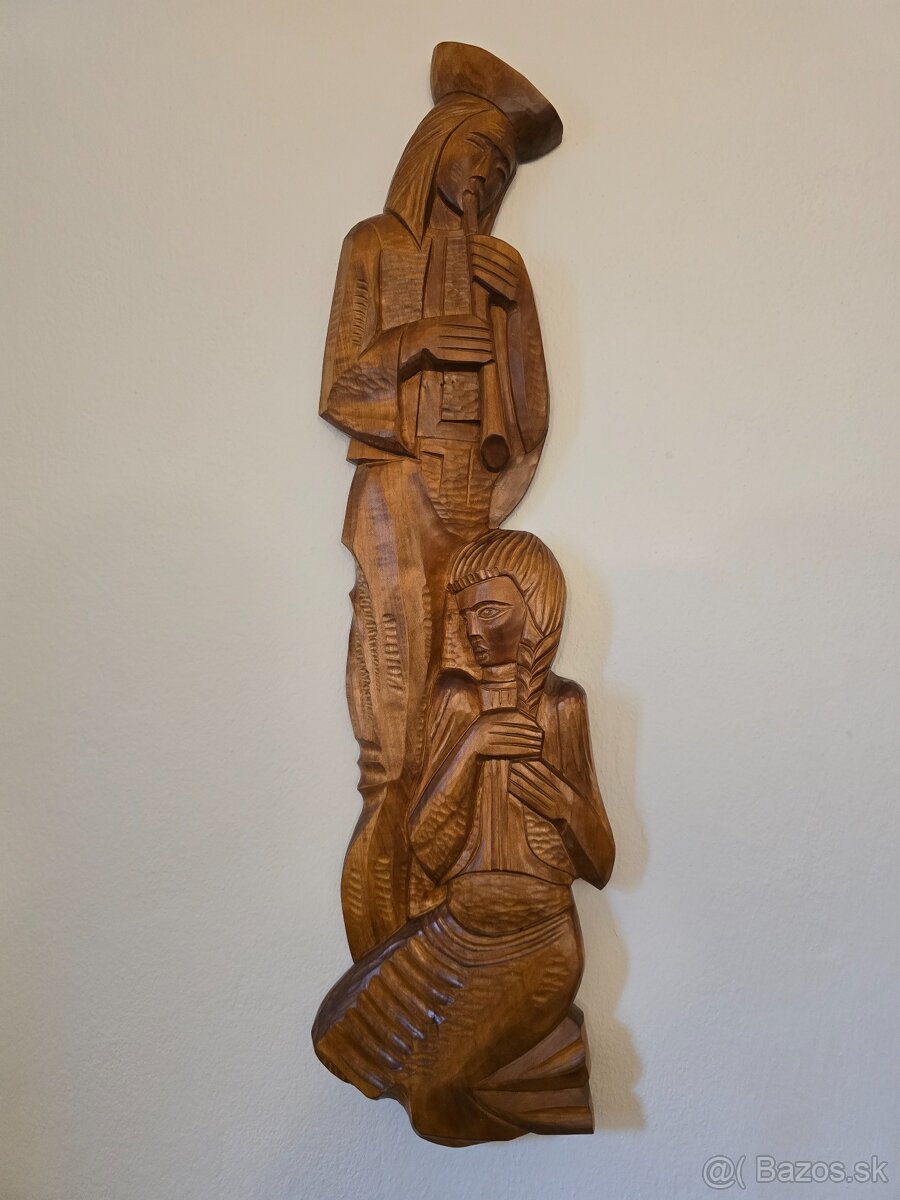 Drevená socha pastier a dievča - 4