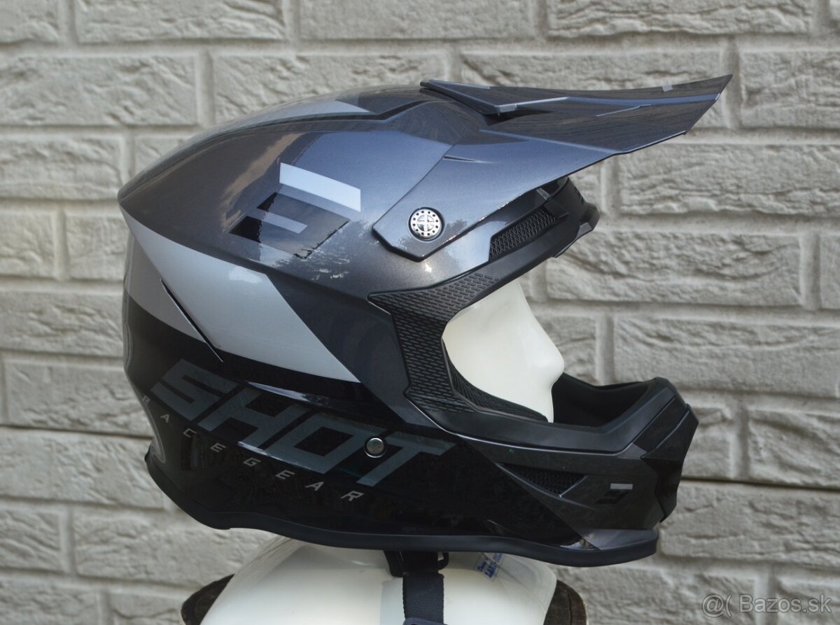 Predám prilba shot šedo čierna - 4