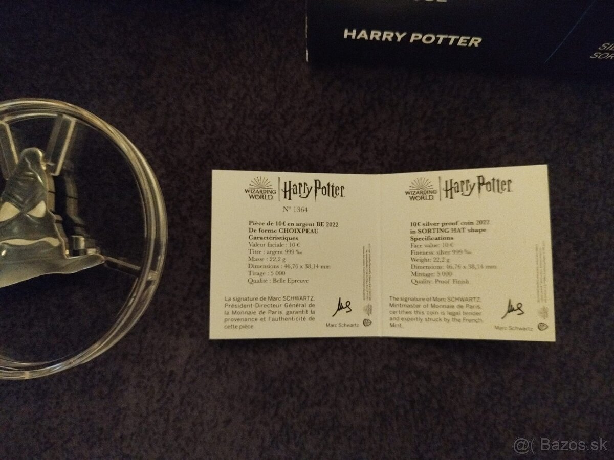 zlato striebro minca proof Harry Potter klobúk 2022 - 4