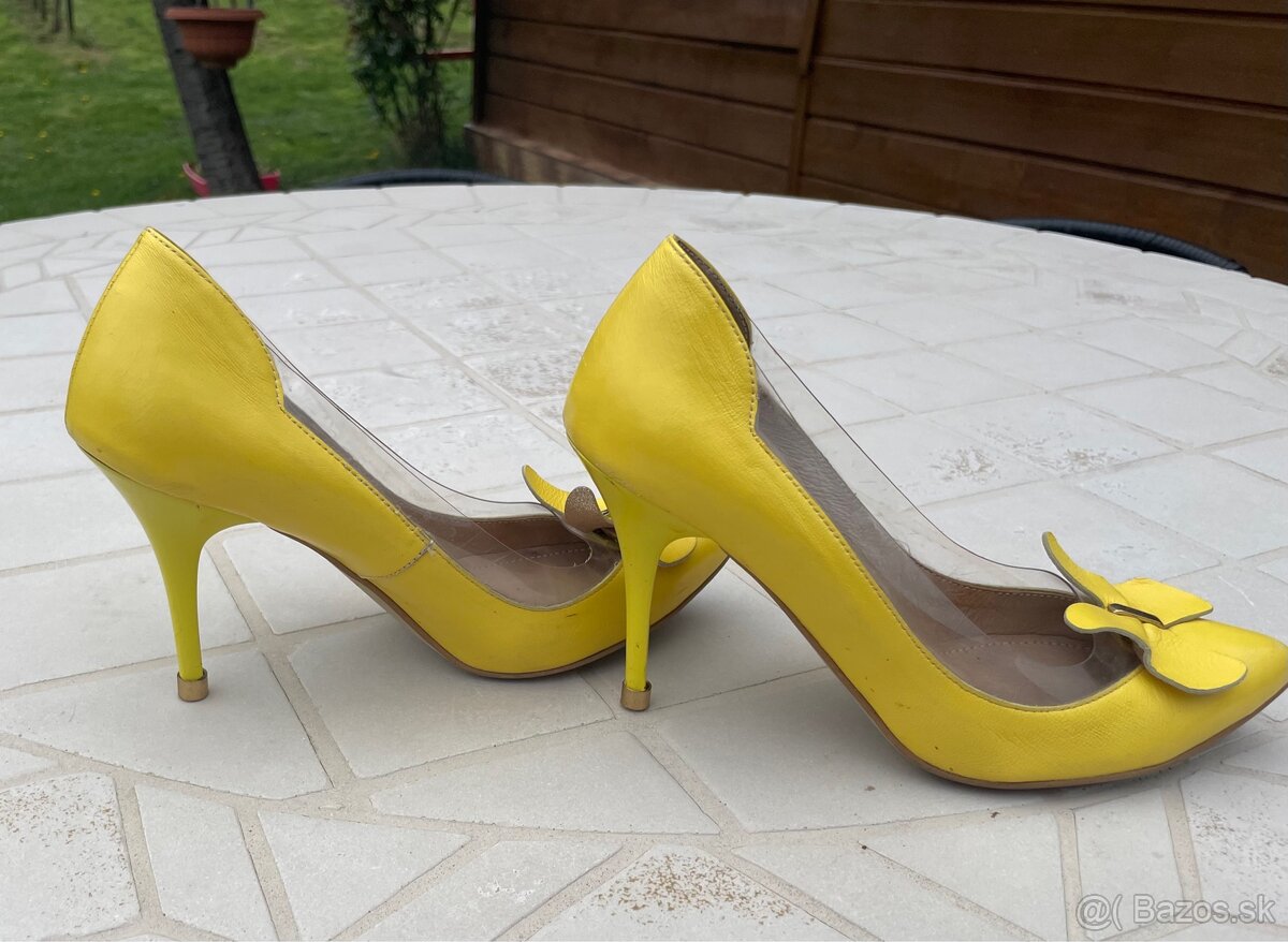 Žlté lodičky kožené - 4