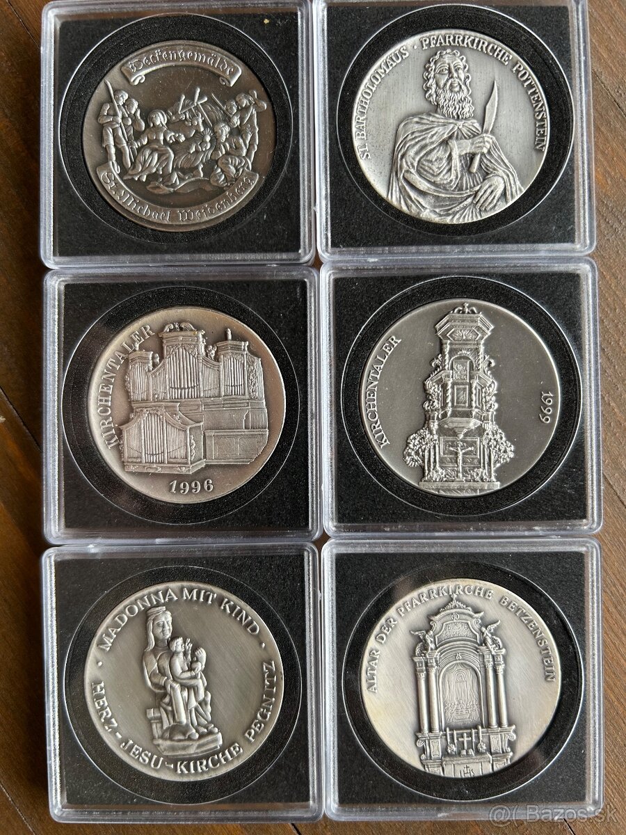 Investicne striebro medaily Ag 999 20g kostolíky antique - 4