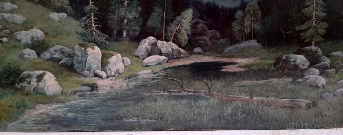 Starý obraz horská krajina dat. 1897 - 4