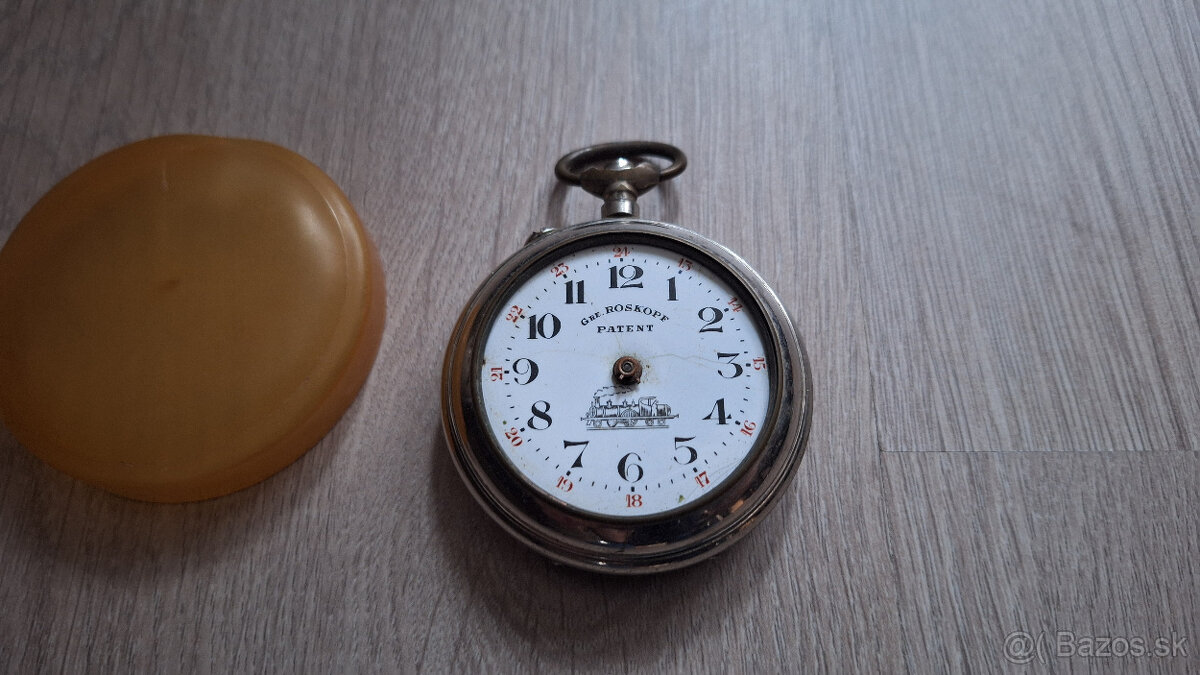 Starožitné švajčiarske vreckové hodinky GRE ROSKOPF PATENT - 4