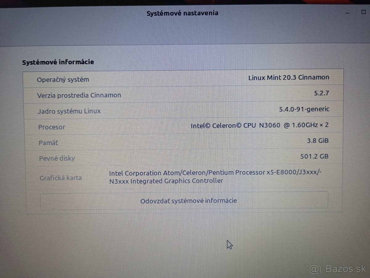 predám Hp 250 g6 + 4gb ram + 500gb hdd + LINUX MINT - 4