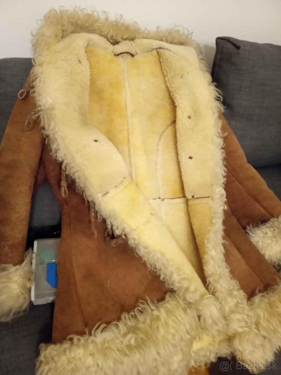 Retro pravý dámsky ovčí kožuch, L , 48 - 4