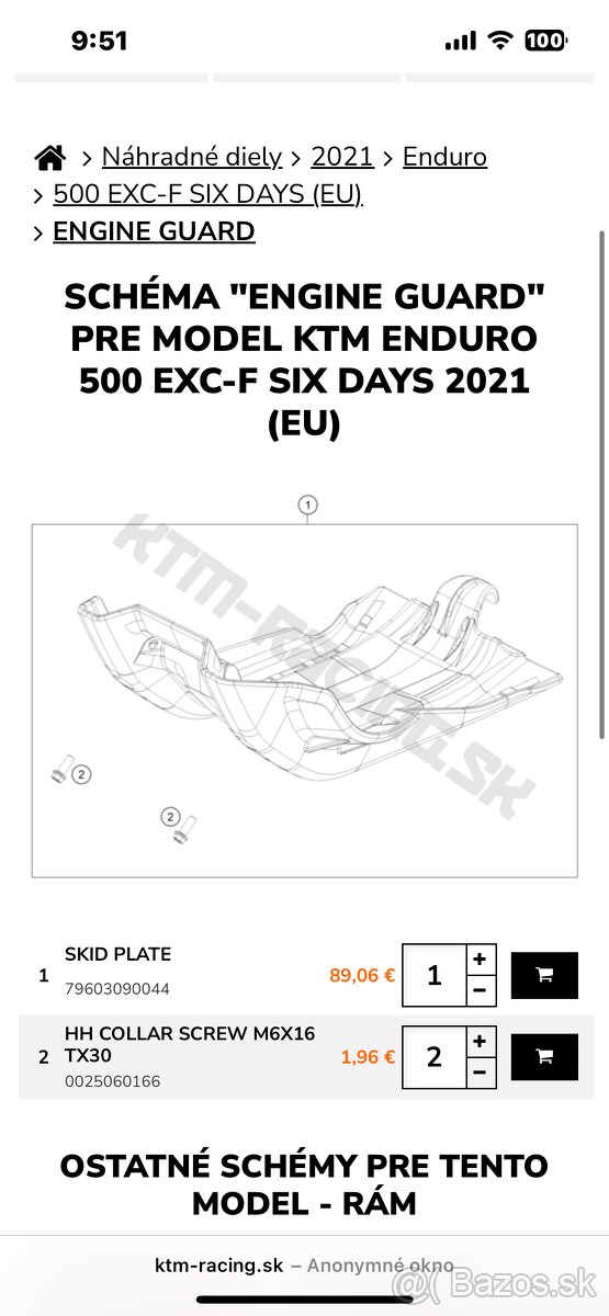 Ktm exc 450/500 2017-23’ kryt motora six days - 4