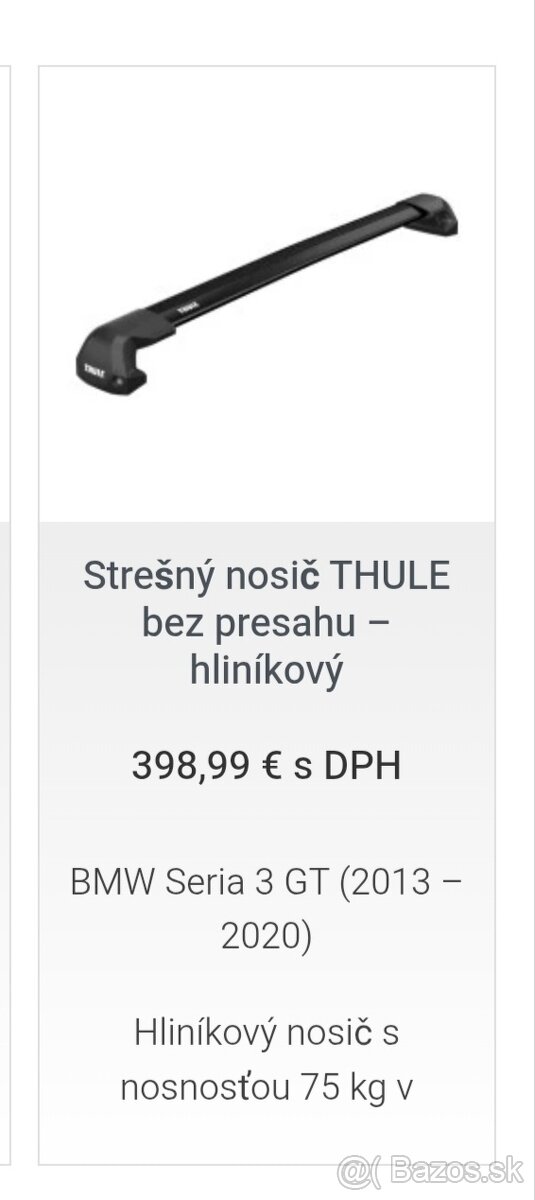 Thule windbar strešný nosič BMW 3 GT - 4