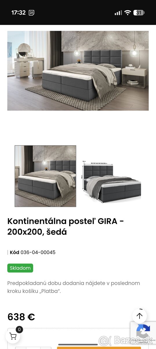 Šedá posteľ 200x200 - 4