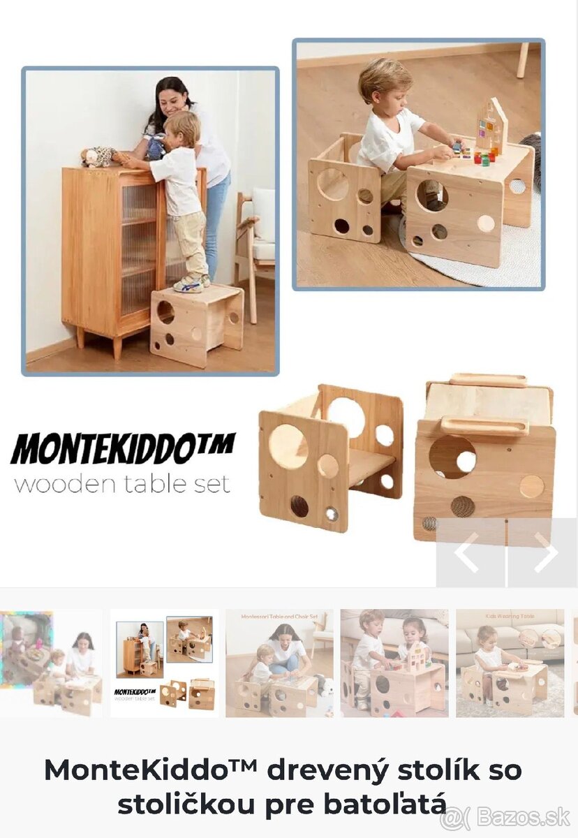 Predám nový stolík so stoličkou Montessori (MonteKiddo) - 4