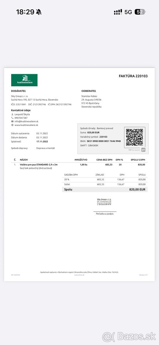 Voliéra pre psa 2,9m x 2m - 4