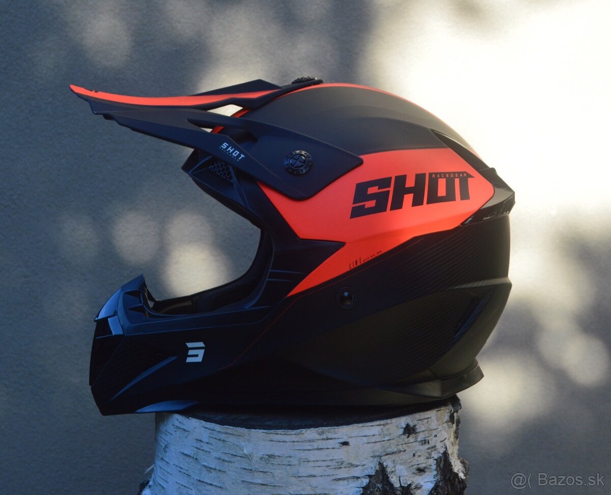 prilba helma okuliare, shot fluo oranžová čierna - 4