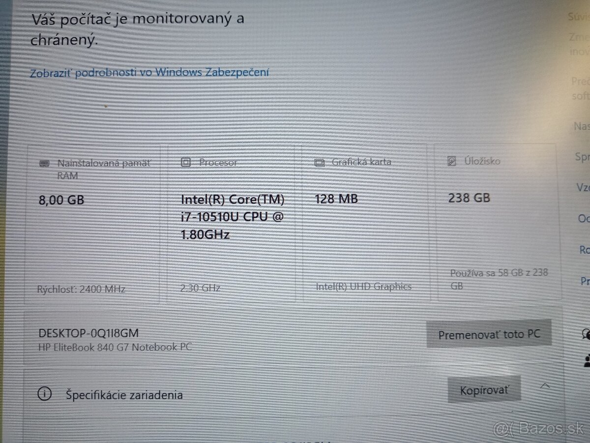predám notebook HP ELITEBOOK 840 G7 ,WINDOWS 10 - 4