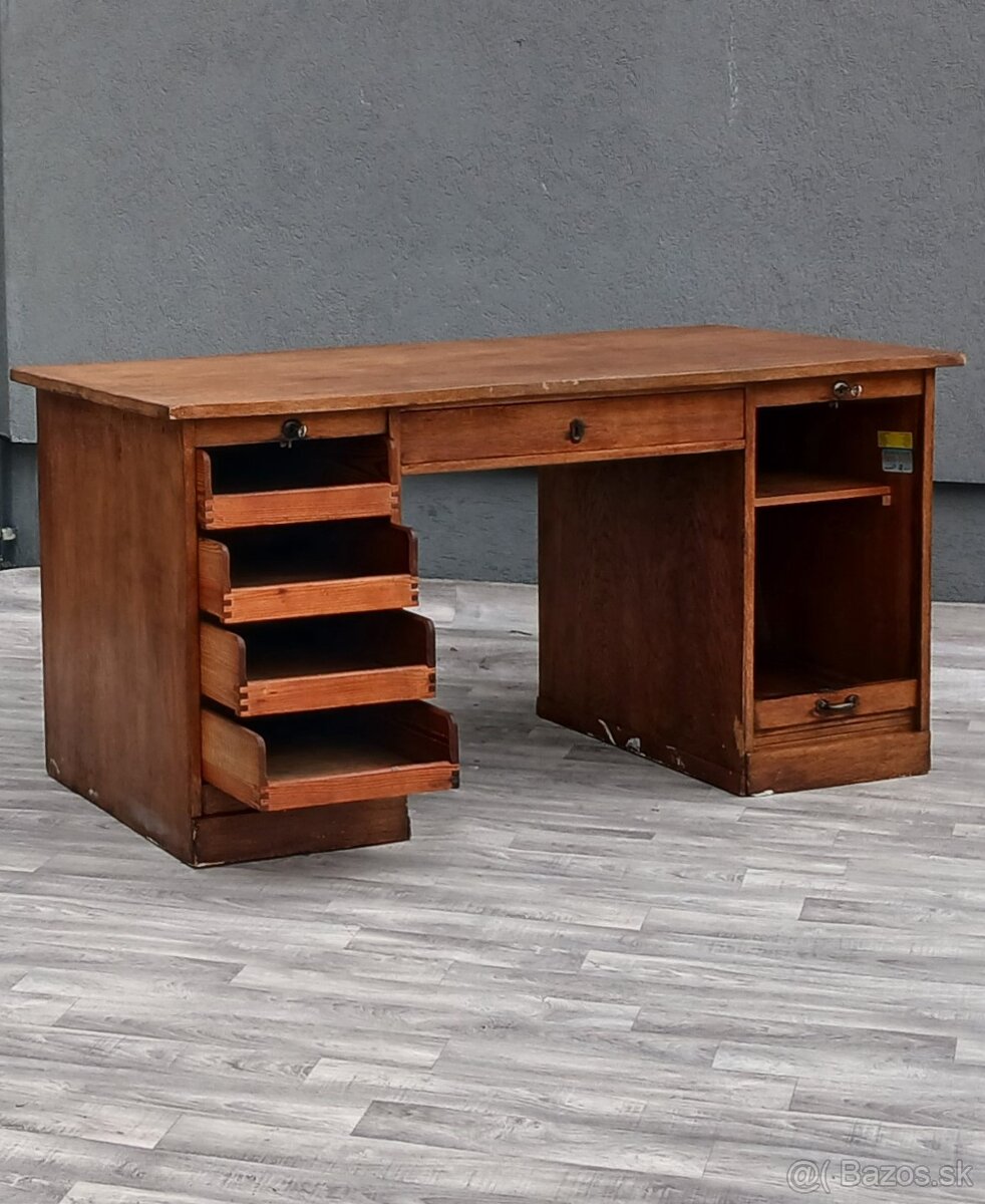 Stôl písací starožitný roletový. - 4