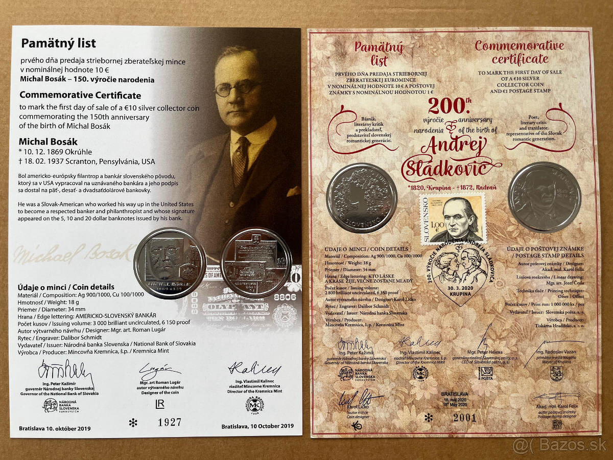 Predám pamätné listy k SK euro minciam - 4