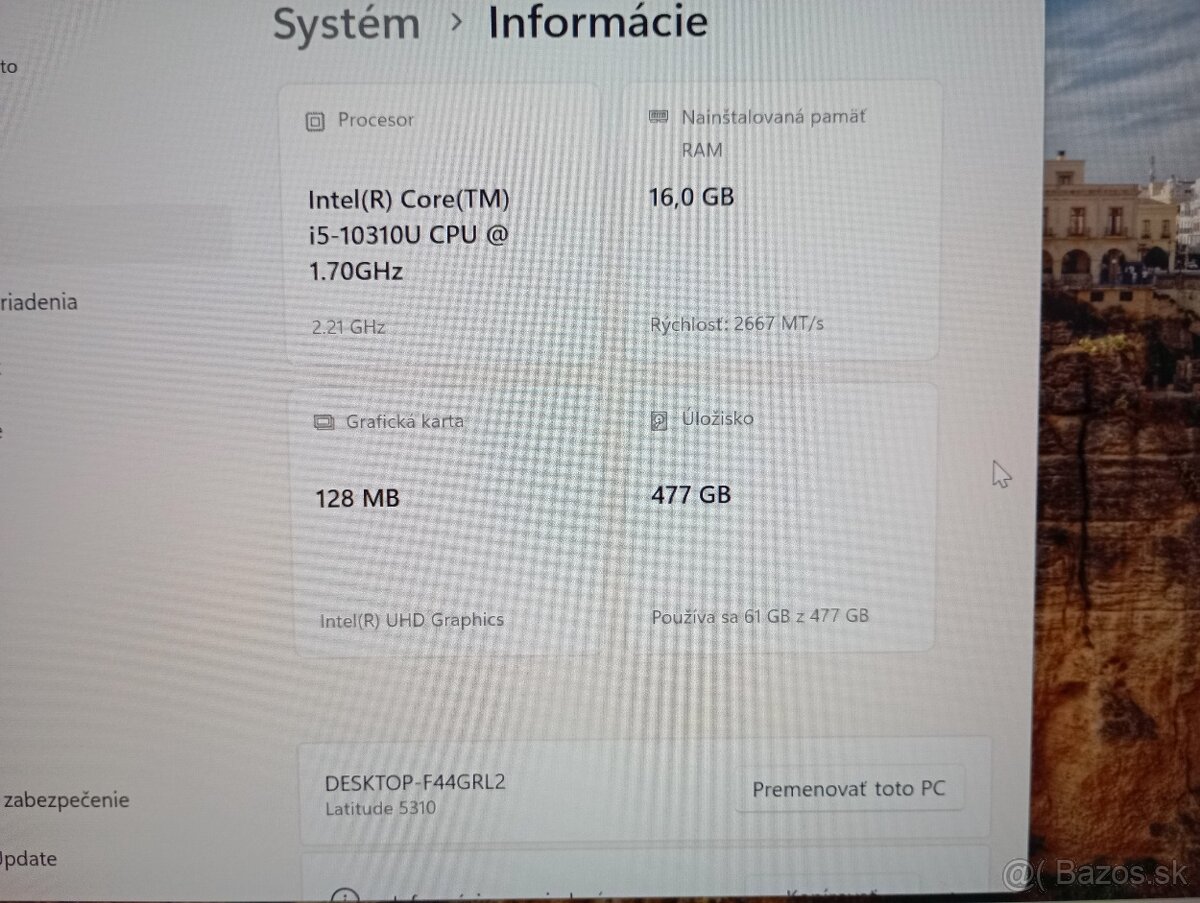 Dell latitude 5310 ,Intel core i5 , 16gb ram ,dotykový,WIN11 - 4