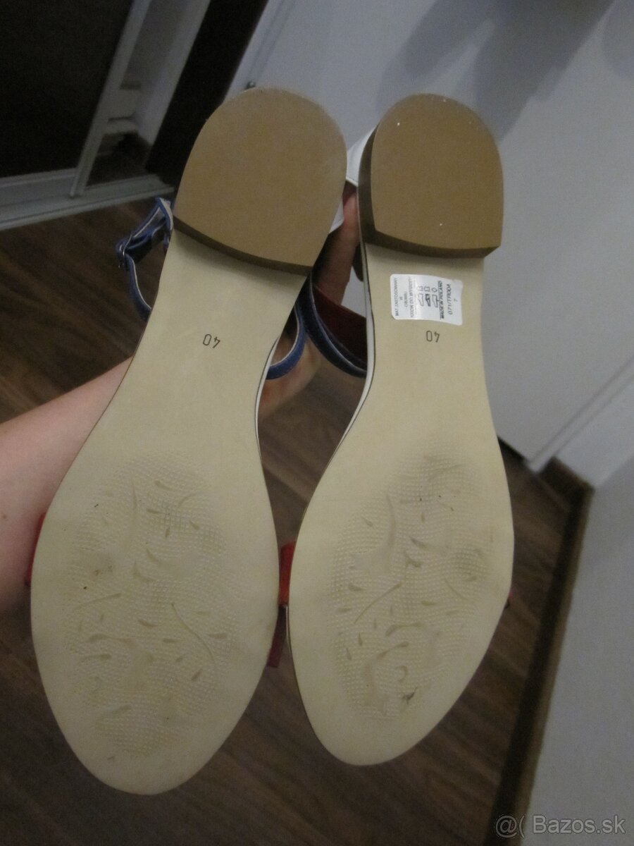 Kozene sandale bielo-modro-cervene - 4