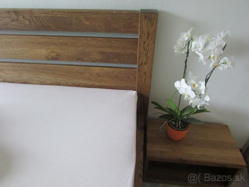 Dubová posteľ Ema + 2masívne stolíky zdarma - 4
