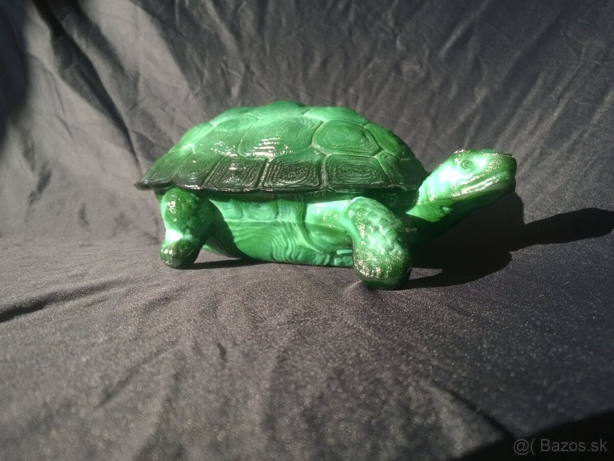 veľká korytnačka -malachitové sklo - 4