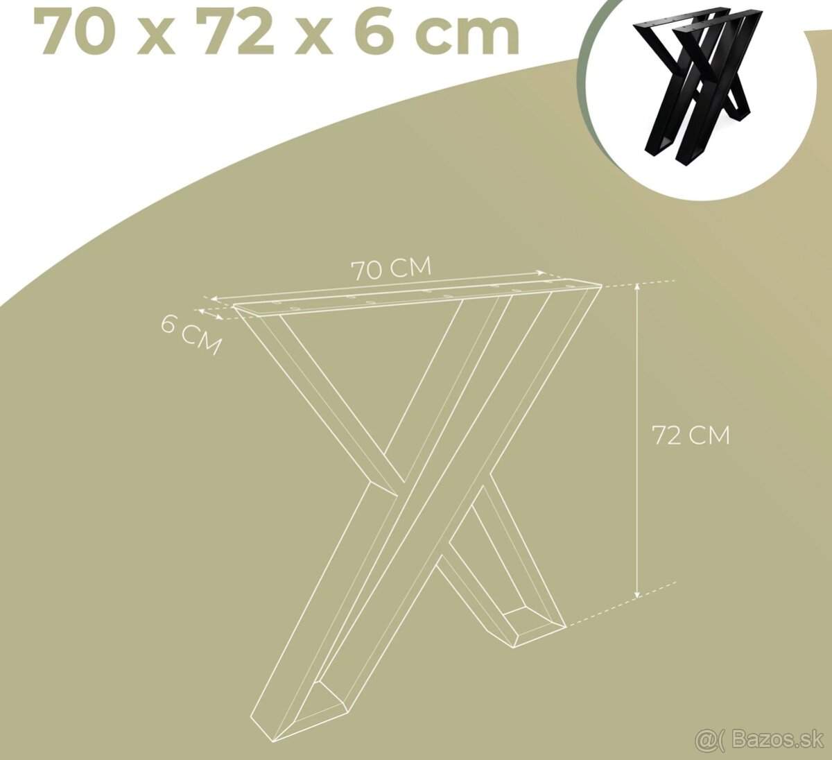 Stolové kovové podnože čierne 2 ks - 4