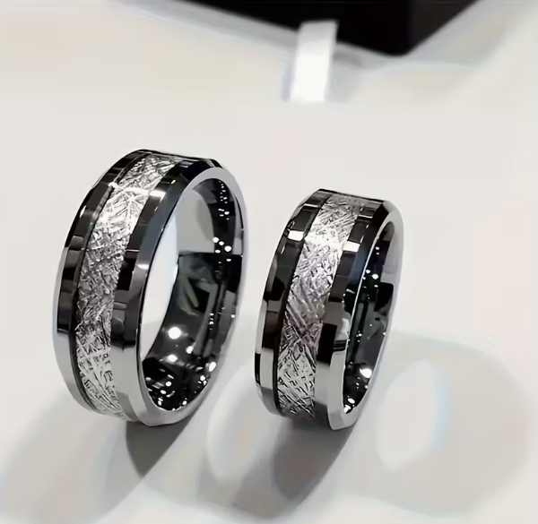 Elegantné 2ks obrúčky 8mm strieborné so vzorom - 4