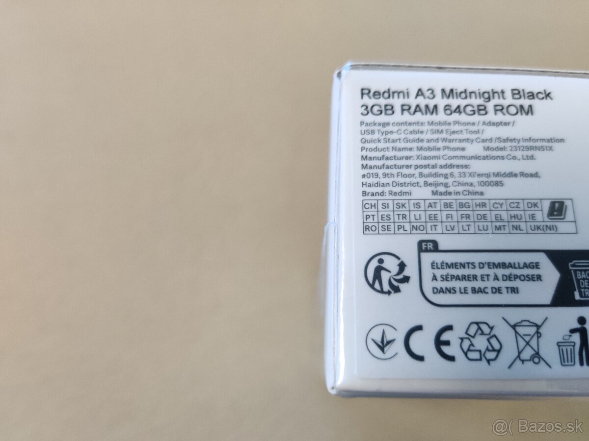 Xiaomi Redmi A3-4G. 3gb//64gb. Čierna metalíza. Nový. - 4