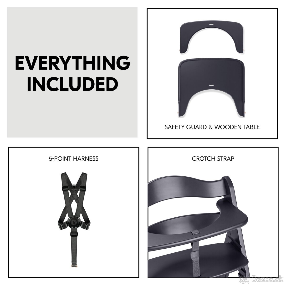 Hauck rastúca stolička BETA s kolieskami Dark Grey - 4