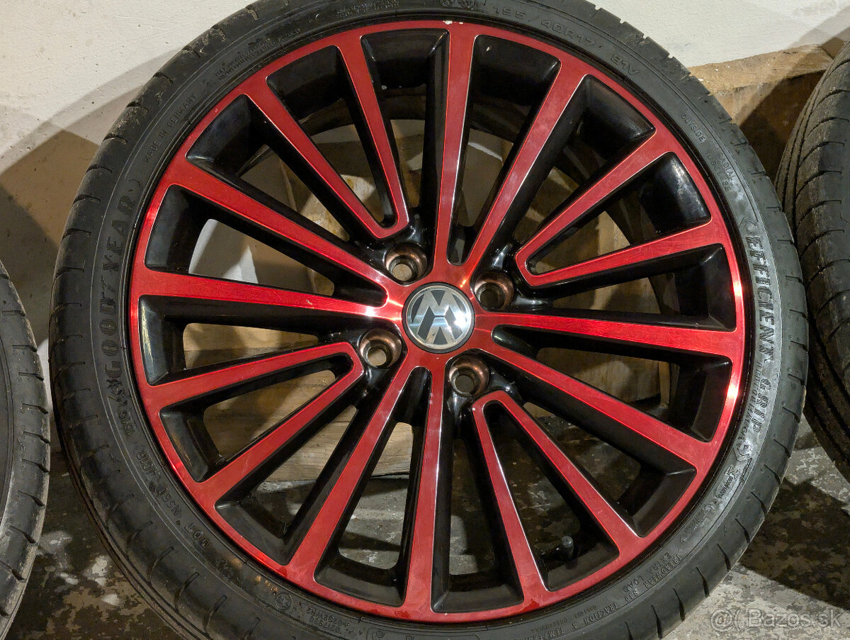 originál ALU disky VW UP 17" - model POLYGON (Black/Red) - 4
