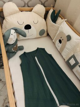 Mušelínový spací vak s vavlneným mantinelom s mackom - 4