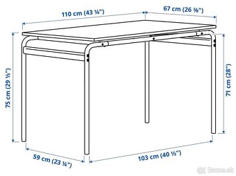 Nový stôl IKEA Grassala 110 cm na 67 cm bledosivý - 4