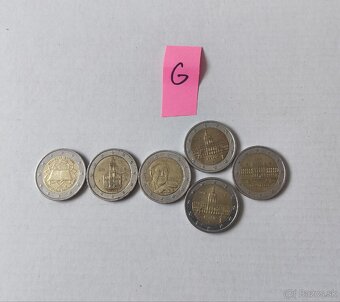 2 € pamätné mince z obehu Nemecko A,D,F,G,J - 4