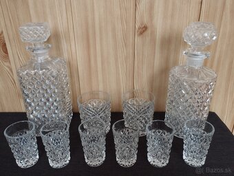 Retro,kryštáľová karafa, súprava - 4