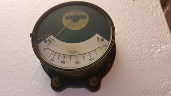 Velky starozitny voltmeter - meraci pristroj - 4