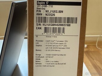 Acer Aspire 17 / 32gb ram, 2TB / Čisto nový / Záruka - 4