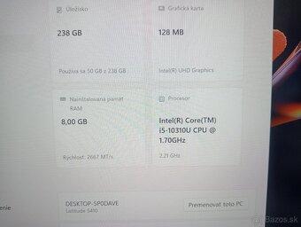 predám Dell Latitude 5410 , Intel i5 . 8gb ram , Win 11 - 4