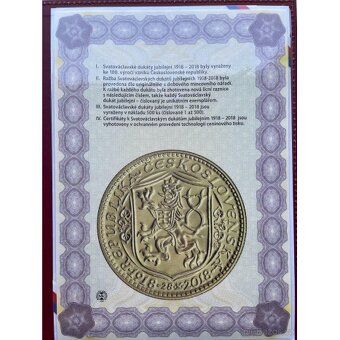 ZLATÝ ČÍSLOVANÝ JUBILEJNÍ SVATOVÁCLAVSKÝ DUKÁT 2018 - 500 ks - 4
