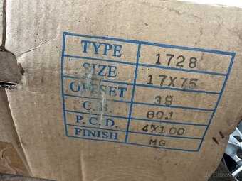 4x100 R17 7,5J ET38 nepoužité - 4