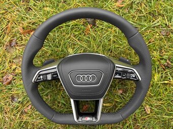 AUDI S volant A6 C8 A8 SQ8 Q8 kozeny zkoseny perforovany - 4