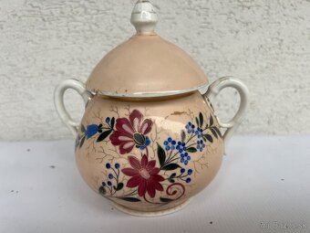 Obrovska starozitna cukornicka 100r rucne malovana - 4