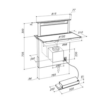 Predam NOVU indukcnu varnu dosku s vysuvnym digestorom S-DDH - 4