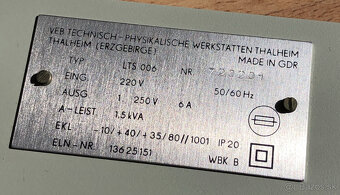 Nemecky regulovatelny oddelovaci trasformator 250V AC / 6A - 4