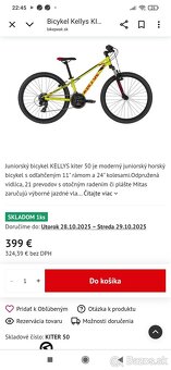 Predám zachovalý bicykelKellys kiter 50 - 24" kolesa. Dovoz - 4